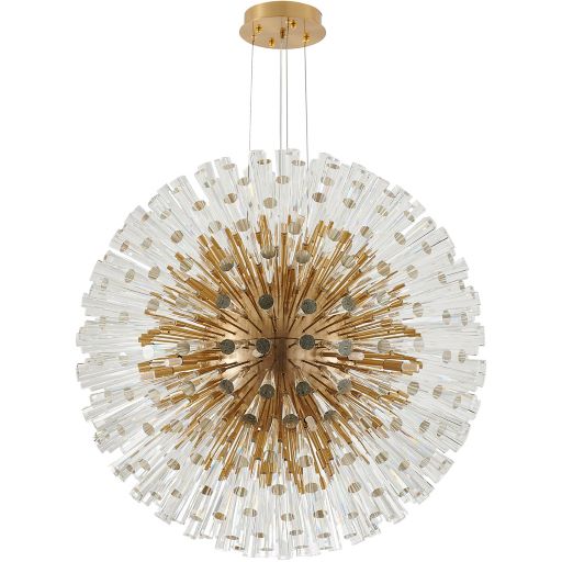 Canada 30 Light Brass Frame Chandelier with Clear Crystal Spikes by Bethel International