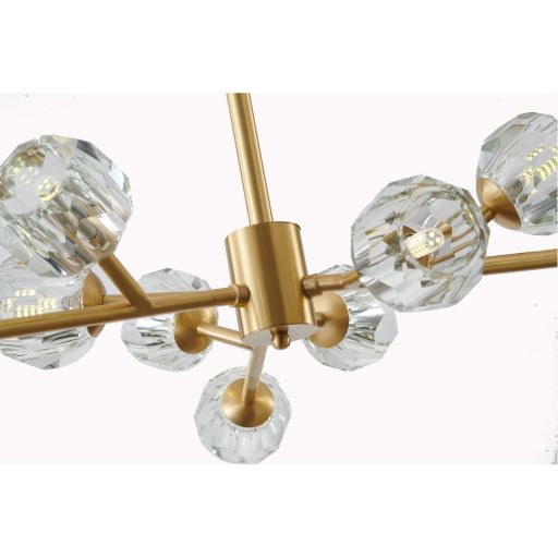 Canada 9 Light Brass Metal Frame Chandelier with Clear Crystal Shades by Bethel International