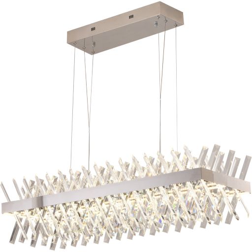 Canada 100 LED Light Rectangular Chrome Frame Chandelier with Clear Crystals by Bethel International