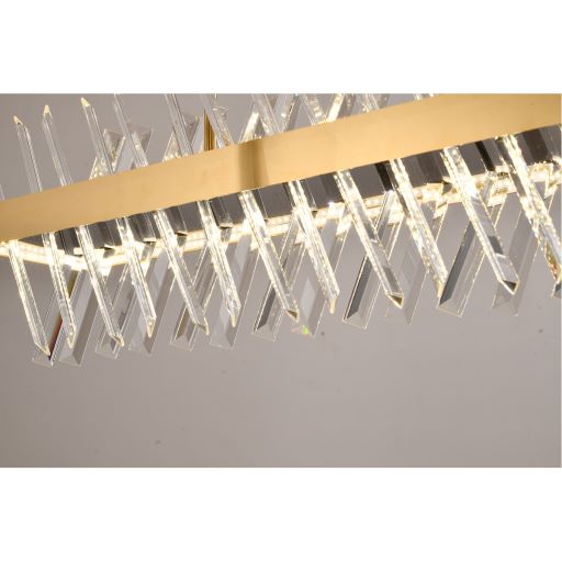 Canada 100 LED Light Rectangular Gold Frame Chandelier with Clear Crystal by Bethel International