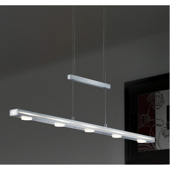 Cavallo 5 LED Linear Light Pendant with Brushed Aluminum Finish by Arnsberg