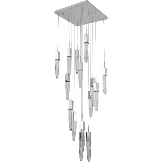 Canada 15 Light Chrome Metal Frame Chandelier with Clear Hanging Bubble Iceberg Crystal Pendants by Bethel International 