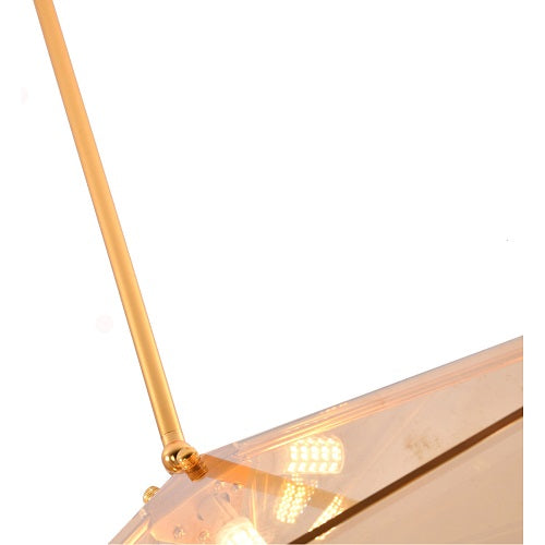 Canada 9 Light Horizontal Gold Prism Chandelier with Amber Glass Shade by Bethel International