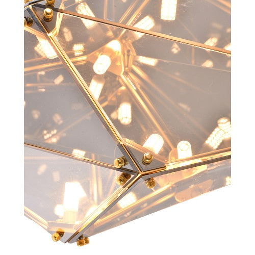 Canada 9 Light Gold Vertical Prism Chandelier with Smoke Glass Shade by Bethel International