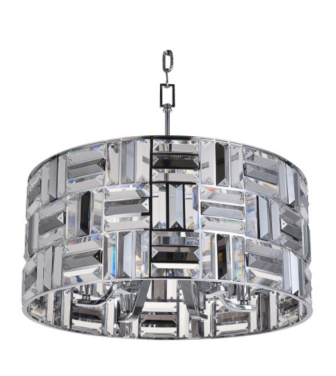 Canada 6 Light Chrome Drum Shade Chandelier with Clear and Smoke Crystals by Bethel International