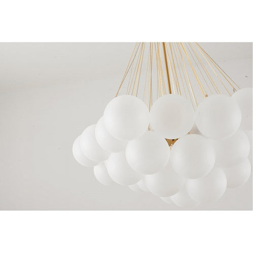 Canada 3 Light Gold Plated Frame Chandelier with White Frosted Glass Hanging Shades by Bethel International