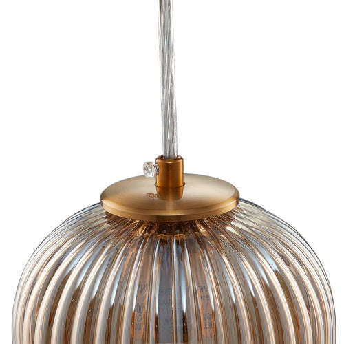 CIRCULUS LITTLE Amber Ribbed Glass Indoor & Outdoor Pendant Light by Carro