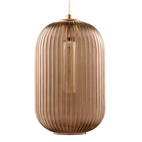 CIRCULUS Champagne Ribbed Glass Indoor & Outdoor Pendant Light by Carro