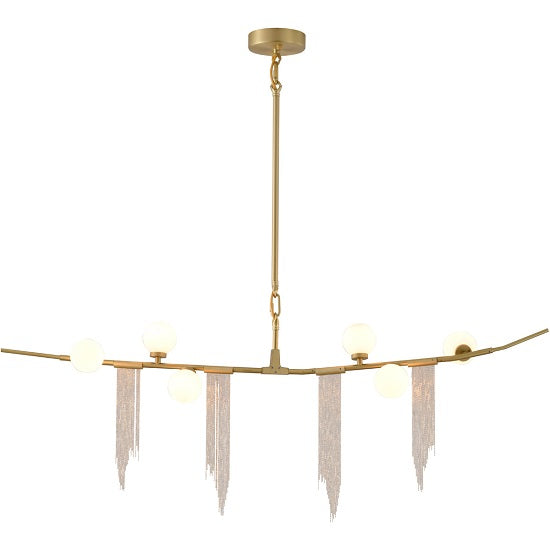 Canada 6 Light Gold Frame Branch Chandelier with Aluminum Chain and White Glass Shades by Bethel International