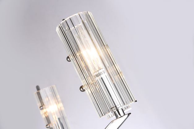 Canada 8 Light Chrome Frame Chandelier with Clear Glass Cylinder Shades by Bethel International