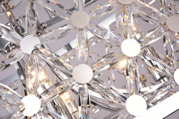 Canada 8 Chrome Oval Frame Chandelier with Clear Crystal Star Detailing by Bethel International
