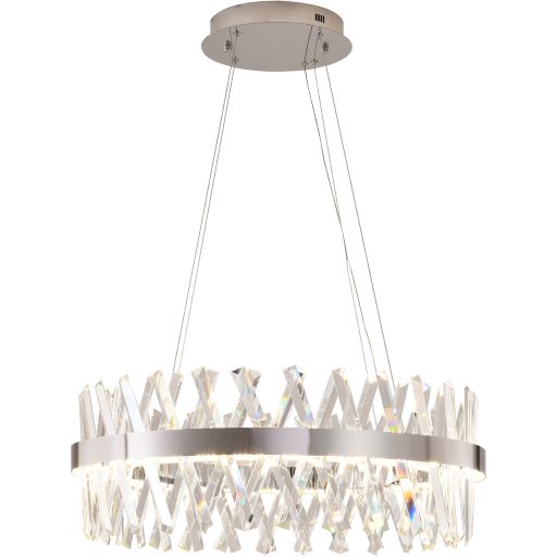 Canada LED Light Round Chrome Frame Chandelier with Clear Crystals by Bethel International