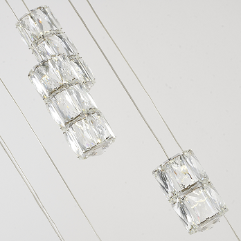 Canada 24 LED Light Chrome Flushed Chandelier with Clear Crystal Hanging Pendants by Bethel International