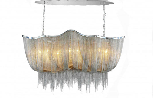 KH Series 8 Light Chrome Chandelier with Hanging Iron Chains by Bethel International