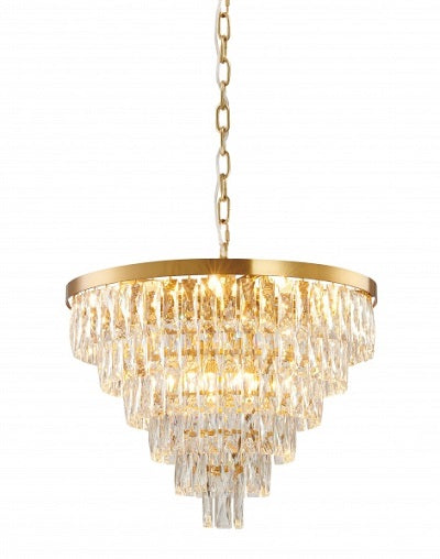 Canada 16 Light Six Tier Gold Chandelier with Clear Hanging Crystals by Bethel International
