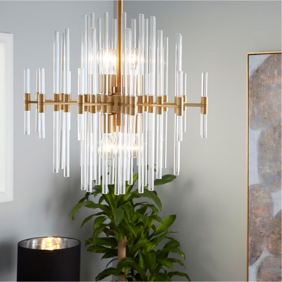 Quebec 6 Light Aged Brass Small Pendant Light By Cyan Design