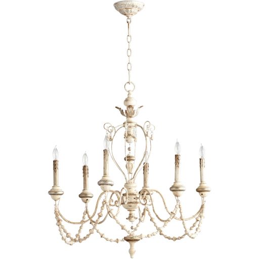 Florine 6 Light Persian White and Mystic Silver Chandelier by Cyan Design