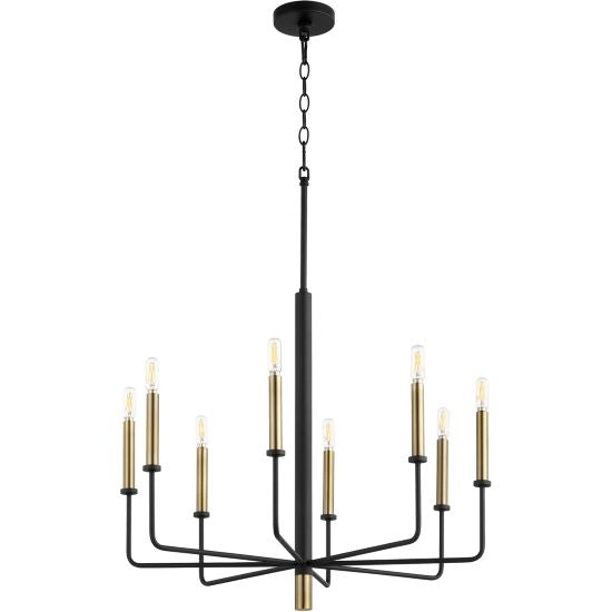 Apollo 8 Light Small Noir Chandelier with Aged Brass Finish by Cyan Design