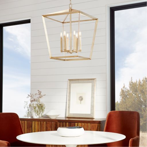 Hyperion 6 Light Small Aged Silver Leaf Chandelier by Cyan Design