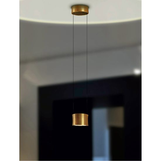 Zeitlos 2 LED Light Impulse Gold Leaf with Black Finish Pendant by Arnsberg