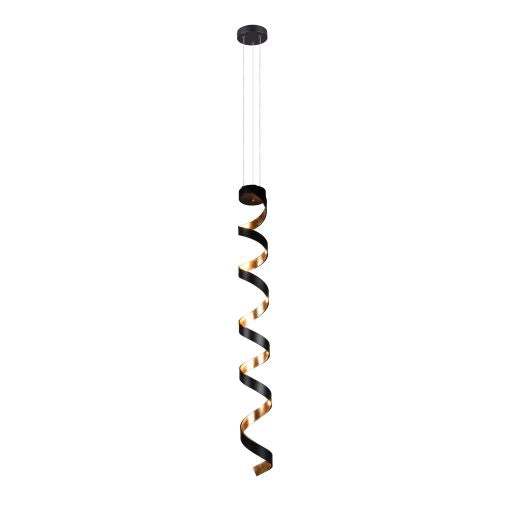 Spiral 6 LED Light Black Exterior Finish Pendant with Gold Interior Finish by Arnsberg