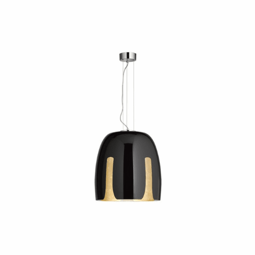 Madeira One Light Glass Pendant with Black and Gold Exterior Finish by Arnsberg 