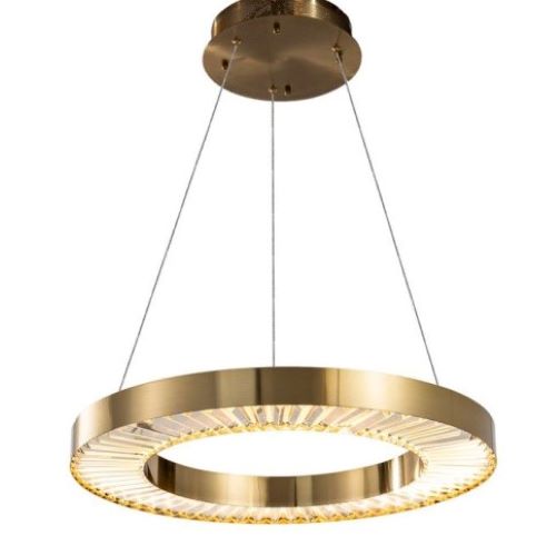 Canada 50 LED Light Gold Halo Ring Chandelier with Clear Crystals by Bethel International