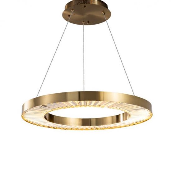Canada 50 LED Light Gold Halo Ring Chandelier with Clear Crystals by Bethel International