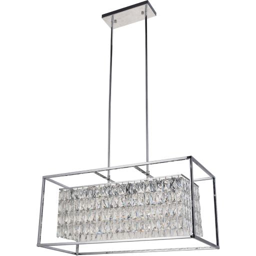 Canada 12 Light Chrome Rectangular Box Chandelier with Clear Crystal Draping Interior by Bethel International 