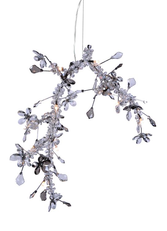 LX Series 10 Light Chrome Branch Pendant with Champagne Crystals by Bethel International
