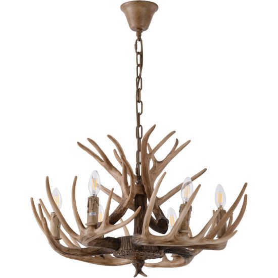 IL Series  6 Light Brown Polyresin Antler with Candle Light Bulbs by Bethel International