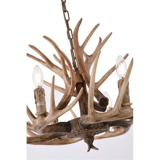 IL Series  6 Light Brown Polyresin Antler with Candle Light Bulbs by Bethel International