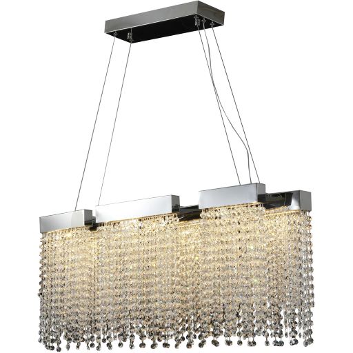 Canada 48 LED Light Rectangular Chrome Metal Frame Chandelier with Clear Beaded Crystals by Bethel International 
