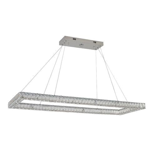 Canada 45 LED Light Chrome Rectangular Shaped Chandelier with Triple Sided Clear Crystal by Bethel International