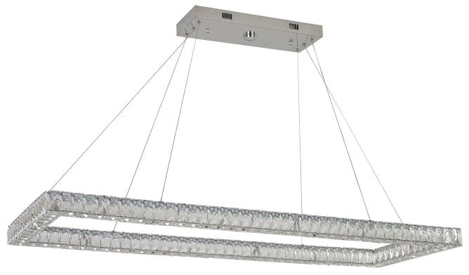 Canada 45 LED Light Chrome Rectangular Shaped Chandelier with Triple Sided Clear Crystal by Bethel International