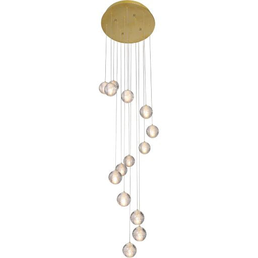 Canada 14 LED Light Gold Chandelier with Hanging Clear Bubble Crystal Balls by Bethel International