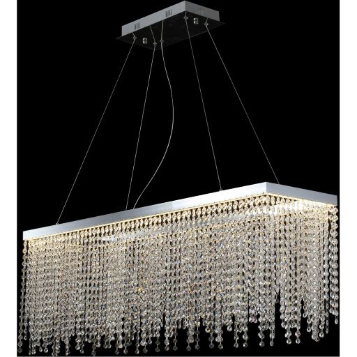 Canada 55 LED Light Chrome Rectangular Frame Chandelier with Clear Beaded Crystal Draping by Bethel International 