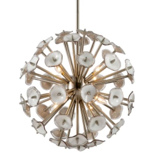 DU Series 10 Light Shiny Nickel Chandelier with Natural Stone Spikes by Bethel International