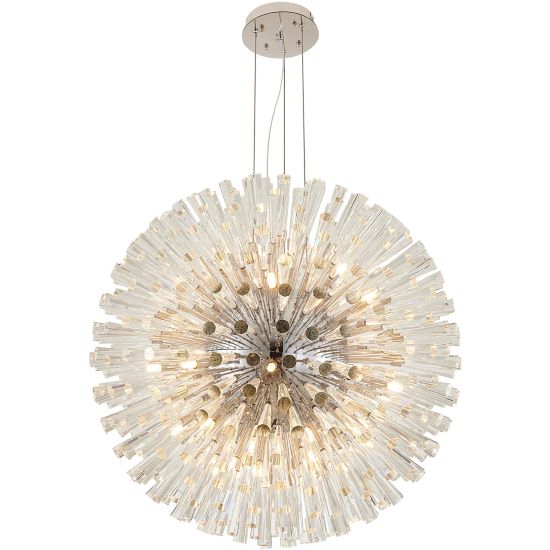 Canada 30 Light Chrome Frame Chandelier with Clear Crystal Spikes by Bethel International