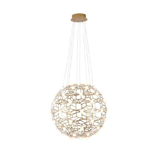 Canada 70 LED Light Gold Honeycomb Orb Chandelier with White Acrylic Diffusers by Bethel International