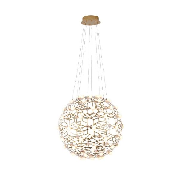 Canada 70 LED Light Gold Honeycomb Orb Chandelier with White Acrylic Diffusers by Bethel International