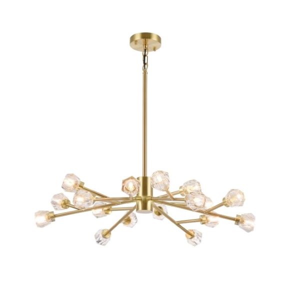 Canada 16 Light Shiny Gold Chandelier with Clear Crystal Ball Shades by Bethel International 