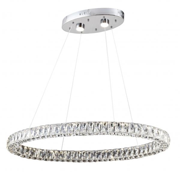 Canada 40 LED Light Chrome Stainless Steel Chandelier with Triple Sided Clear Crystals by Bethel International 