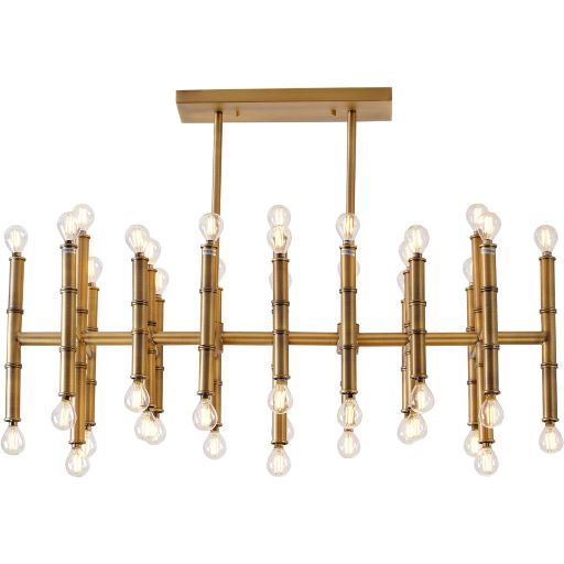 Canada 42 Light Antique Brass Bamboo Pipe Chandelier by Bethel International 