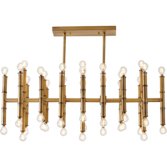 Canada 42 Light Antique Brass Bamboo Pipe Chandelier by Bethel International 