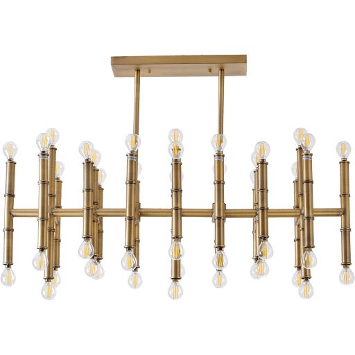 Canada 42 Light Antique Brass Bamboo Pipe Chandelier by Bethel International 