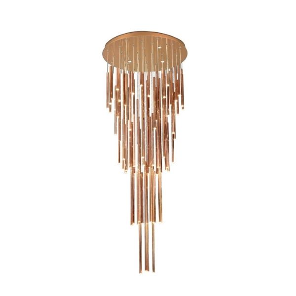 Canada 73 LED Light Gold Chandelier with Stainless Steel Rods by Bethel International