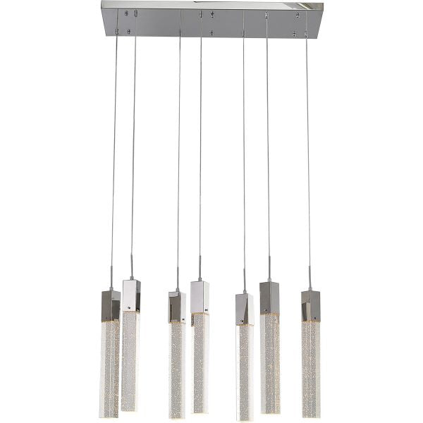 Canada 7 Light Chrome Island Lighting with hanging Clear Block Bubble Crystals by Bethel International