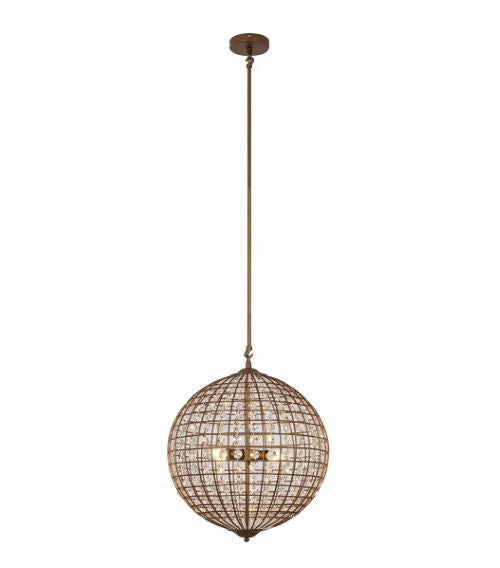 Canada 4 Light Bronze Orb Chandelier with Clear Beading Crystals by Bethel International
