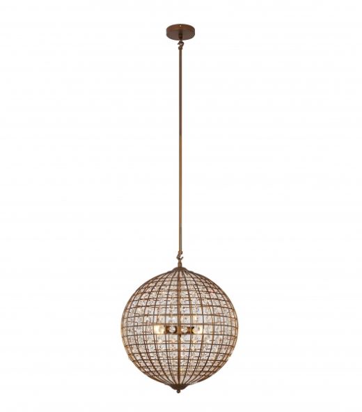 Canada 4 Light Bronze Orb Chandelier with Clear Beading Crystals by Bethel International